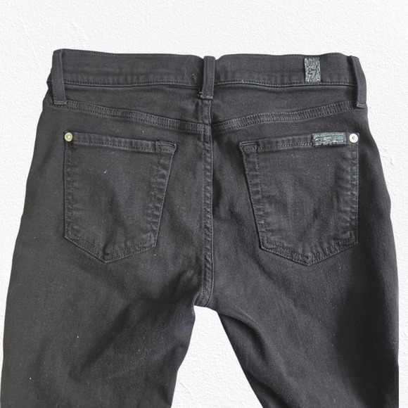 7FAM Matte Black High Waisted Stretch 7 for all mankind The Skinny Jeans Size 26 - Picture 10 of 11